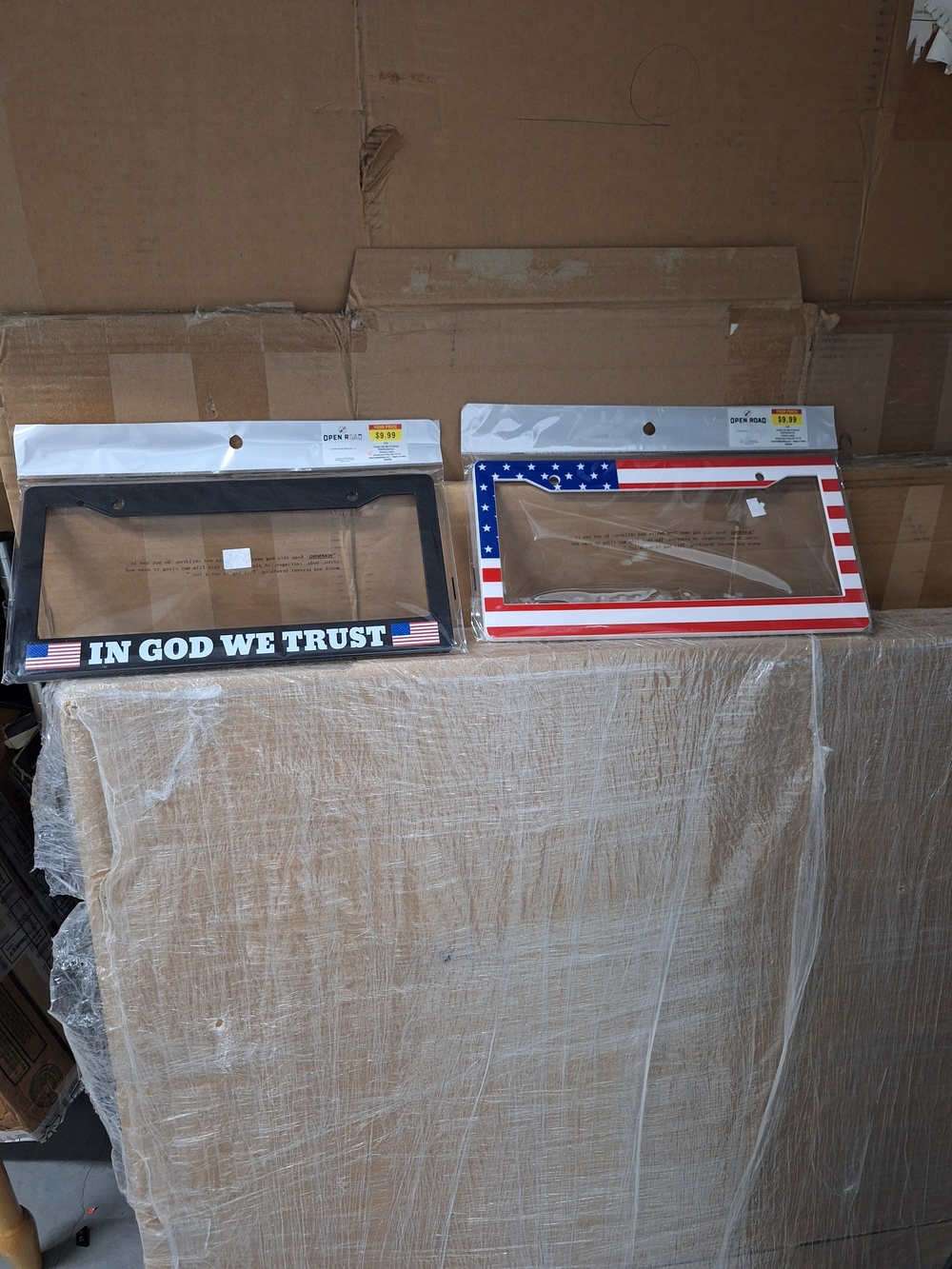 Patriotic American Flag License Plate Frame - Red, White & Blue